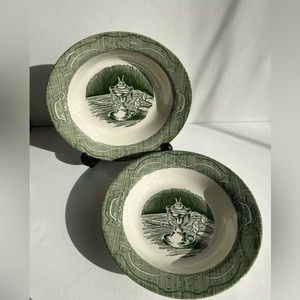 The Old Curiosity Shop Green Oil Lamp Royal China Bowls Set of 2
